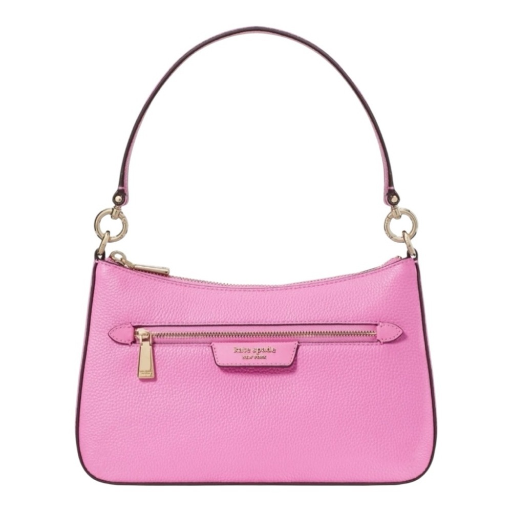 NWT Kate Spade Hudson Pebbled Leather Satchel Pink Echinacea Flower MSRP $248
